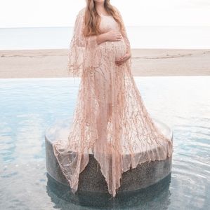 Rose Gold Sequined Maternity photo dress/robe.